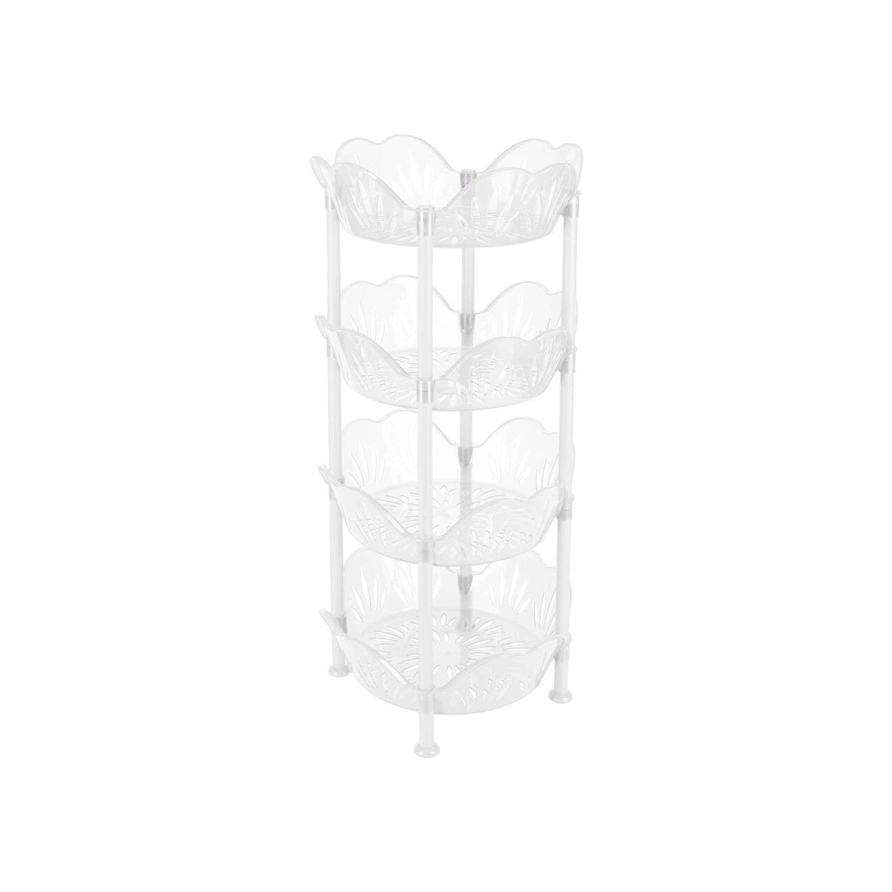 Kitchen Details White 4-Tier Large Basket Shelf